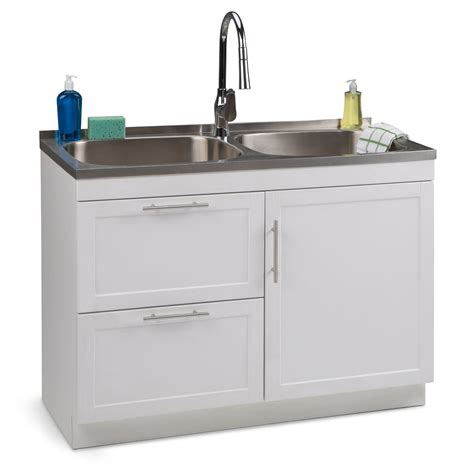 stainless steel laudnry sink in cabinet|deep utility sink with cabinet.